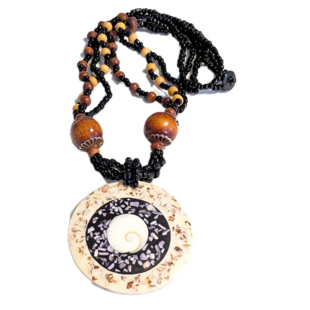 Vintage Black and Brown Ethnic Necklace